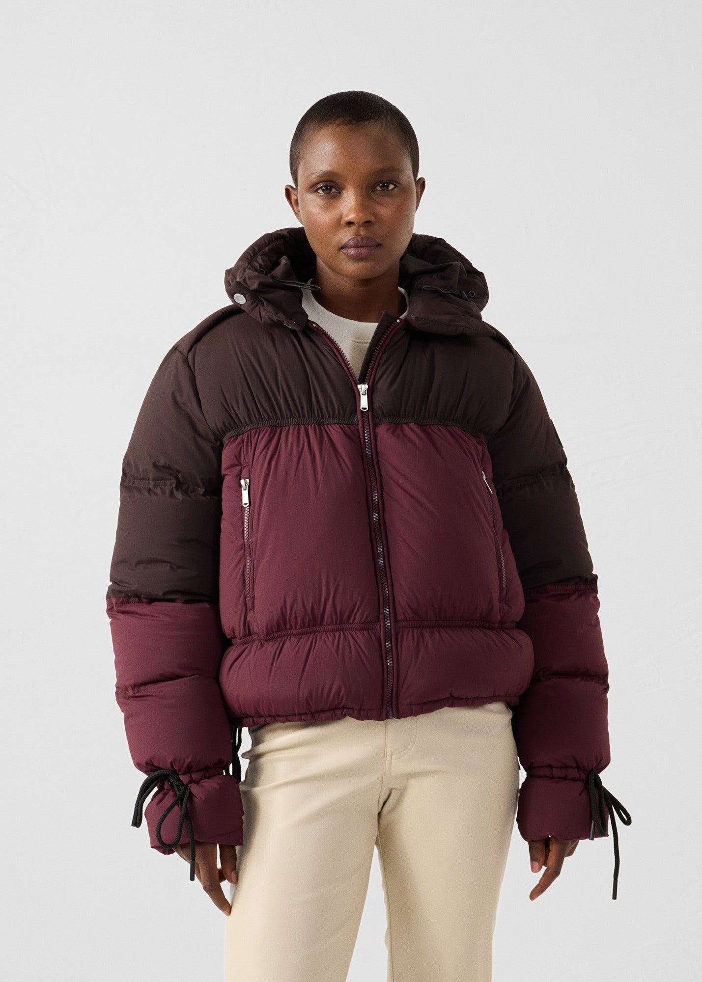 Doudoune Grand Froid esprit puffer Cerise noir/Café noir Nami Colorblock