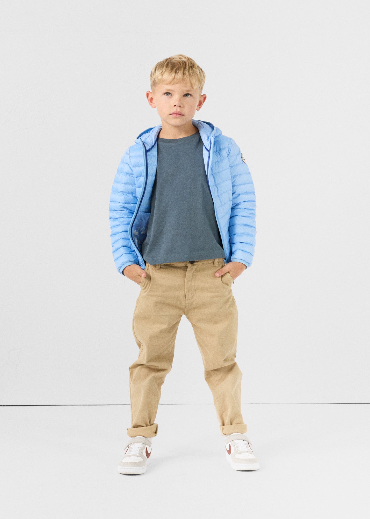 Doudoune légère à capuche enfant Bleu cristal Hugo