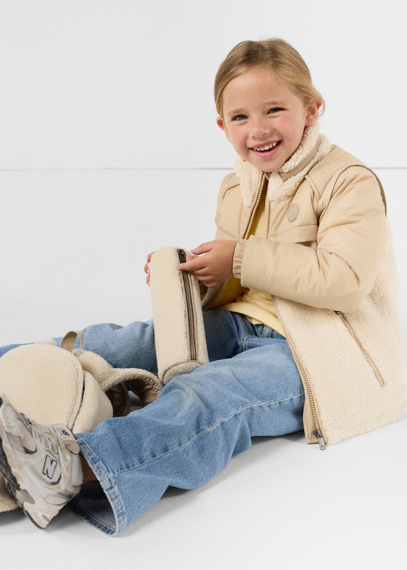 Sac à dos + trousse sherpa Naturel Pupil sherpa