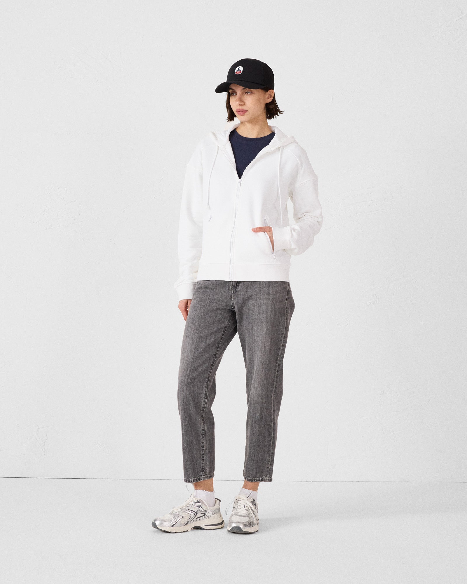 Veste zippée en molleton Blanc Leda